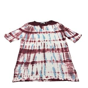 Sandro Paris Red White Blue Tie Dye Pure Linen Men's Short Sleeve Shirt 3 NWT